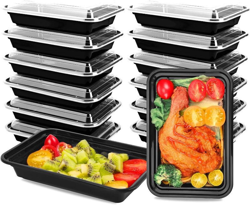 Photo 1 of Moretoes 15 Pack 16oz Meal Prep Containers Reusable Plastic Food Storage Containers with Lids, Food Take-Out Box for Lunch Reusable Bento Box, Microwave Freezer Dishwasher Safe