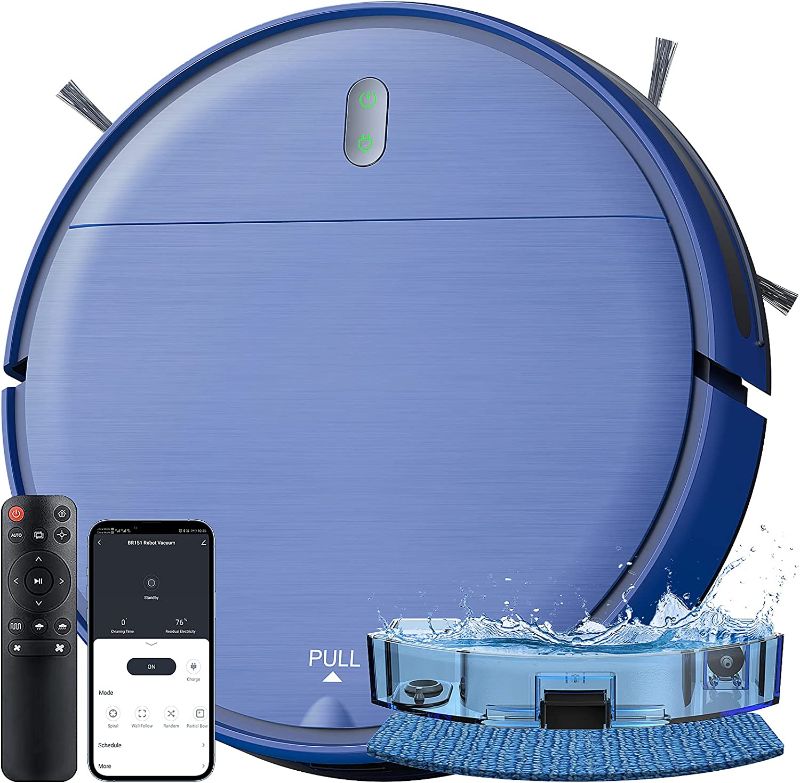 Photo 1 of BR151 Robot Vacuum Cleaner, Robot Vacuum and Mop Combo Compatible with Alexa, Blue