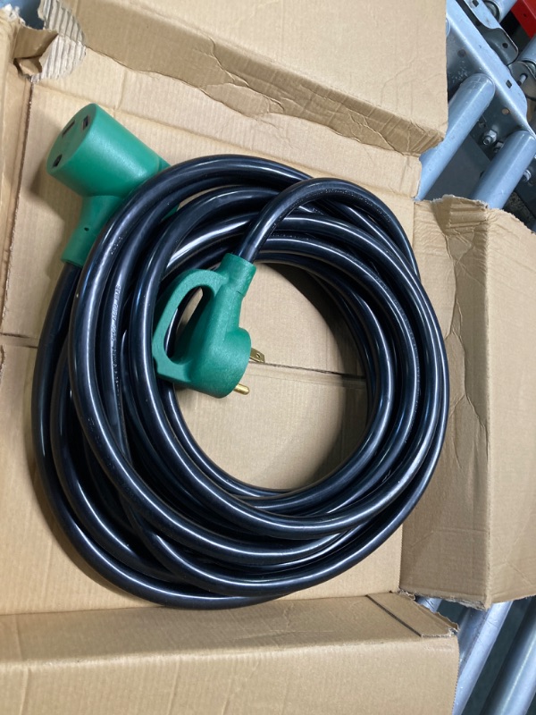 Photo 3 of 25FT RV Extension Cord 30 Amp, RV Power Extension Cord NEMA TT-30P Male to TT-30R Female Heavy Duty 10 AWG STW 3-Wire for RV Trailer Campers 125V, 3750W, ETL Listed (25FT 30AMP), Green Plug 25FT 30 AMP Green Plug