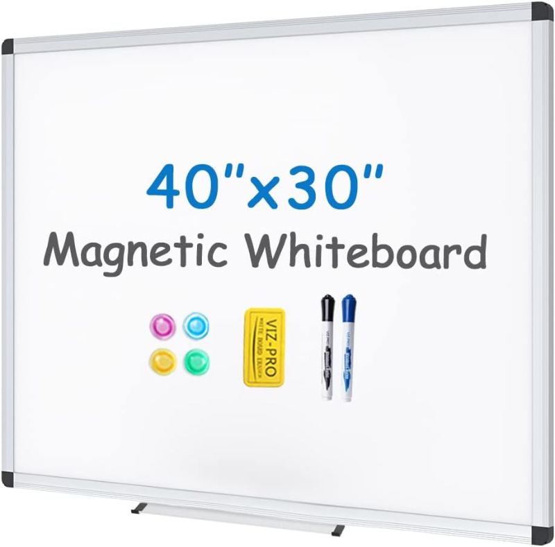 Photo 1 of VIZ-PRO Dry Erase Board/Magnetic White Board, 48 X 32 Inches, Silver Aluminium Frame