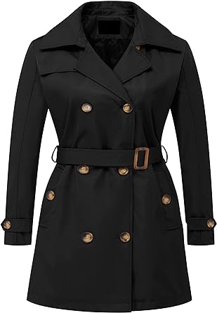 Photo 1 of Chrisuno Women's Double Breasted Pea Coat Hooded Long Winter Trench Coat 2xl