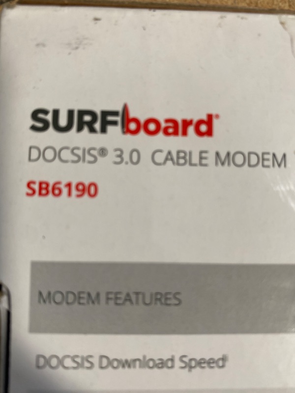 Photo 2 of ARRIS SURFboard SB6190 DOCSIS 3.0 32 x 8 Gigabit Cable Modem | Comcast Xfinity, Cox, Spectrum | 1 Gbps Port | 800 Mbps Max Internet Speeds | Easy Set-up SURFboard Central App | 2 Year Warranty,Black Docsis 3.0 32x8 Modem