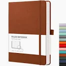 Photo 1 of RETTACY College Ruled Notebook A5 - Leather Journal Writing Notebook with 192 Numbered Pages, Leather Hardcover, 100 GSM Premium Acid-Free Paper, 5.75'' × 8.38'' (Orange)