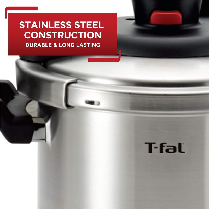 Photo 4 of (READ FULL POST) T-fal Clipso Stainless Steel Pressure Cooker 6.3 Quart Induction Cookware, Pots and Pans, Dishwasher Safe Silver
