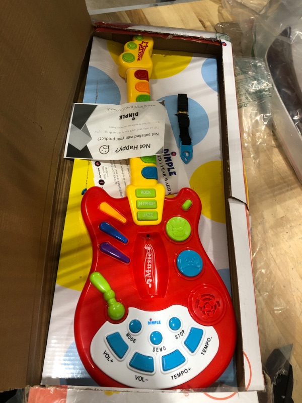 Photo 1 of Dimple Kids Handheld Musical Electronic Toy Guitar for Children Plays Music, Rock, Drum & Electric Sounds Best Toy & Gift for Girls & Boys (Red) (Single)