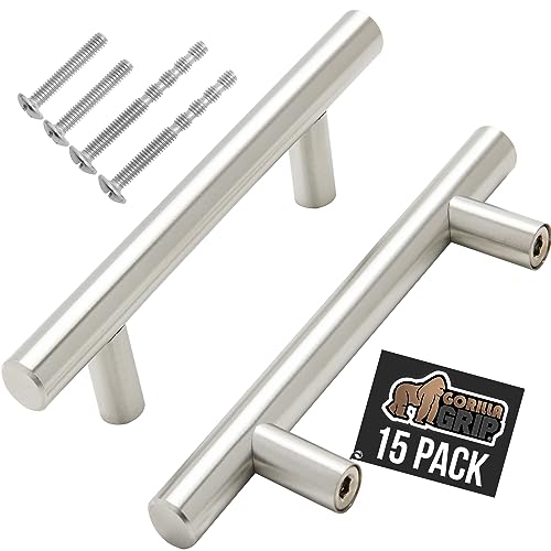 Photo 1 of 
Gorilla Grip 15 Pack Durable 5" Long Nickel Stainless Steel Cabinet and Drawer Door Pulls, Rust and Scratch-Resistant Hardware Included, 3" Hole C
