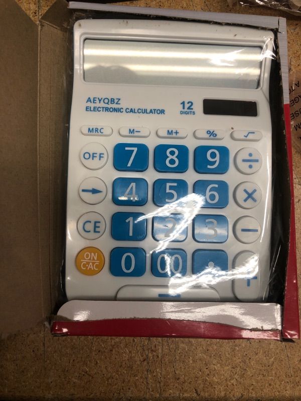 Photo 2 of Cute Calculators Desktop, Two Way Power Battery and Solar Desk Calculator, Big Buttons Easy to Press Used as Office Calculators for Desk, 12 Digit Adding Machine Calculators Large LCD Display(Blue)