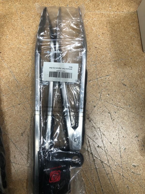 Photo 1 of 304 Stainless Steel Kitchen Cooking Tongs, 9" and 12" Set of 2 Sturdy Grilling Barbeque Brushed Locking Food Tongs with Ergonomic Grip, Black 9" & 12" Black