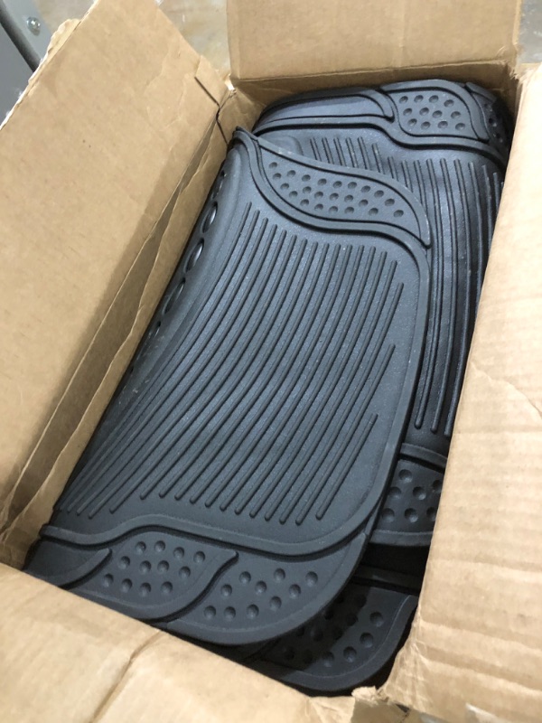 Photo 4 of BDK Heavy Duty 4pc Front & Rear Rubber Floor Mats for Car SUV Van & Truck - All Weather Protection Universal Fit Black