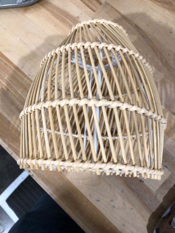 Photo 2 of 2-1/4 in. Fitter Small Natural Bamboo Dome Pendant Lamp Shade
