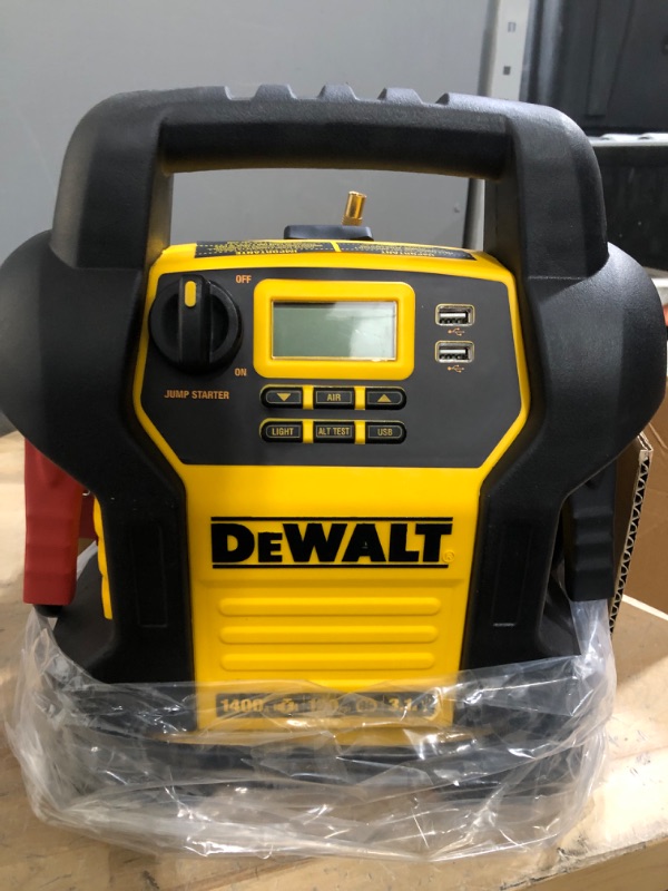 Photo 2 of (READ FULL POST) DEWALT DXAEJ14 Digital Portable Power Station Jump Starter: 1400 Peak/700 Instant Amps, 120 PSI Digital Air Compressor, 3.1A USB Ports, Battery Clamps , Yellow