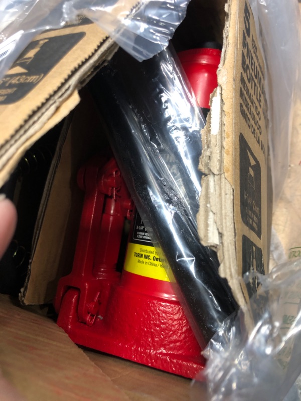 Photo 2 of BIG RED ATRQ05002R Torin Pneumatic Air Bottle Jack with Manual Hand Pump, 5 Ton (10,000 lb) Capacity, Red 5 TON Normal