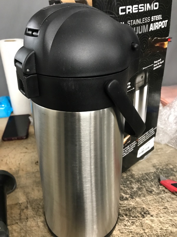 Photo 2 of 101 Oz Airpot Thermal Coffee Carafe - Insulated Stainless Steel Coffee Dispenser with Pump - Thermal Beverage Dispenser - Thermos Coffee Carafe for Keeping Hot Coffee & Tea Hot For 12 Hours - Cresimo
