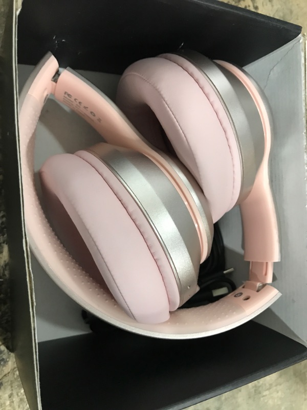 Photo 2 of IFECCO Bluetooth Headphones Over Ear,Wireless Noise Canceling Headphones with Microphone,Foldable HiFi Stereo Bluetooth Headset with Soft Protein Earpads for Travel,Home,Office (Pink)