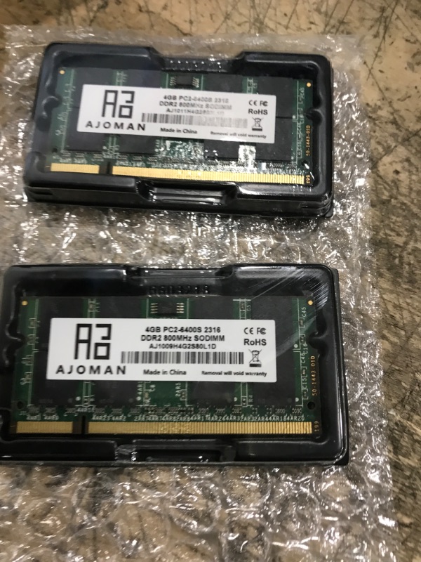 Photo 2 of AJOMAN 8GB Kit (4GBx2) PC2-6400S DDR2 800Mhz SoDIMM Laptop RAM Non-ECC Unbuffered 1.8V 200PIN Notebook Memory Modules Kit 2