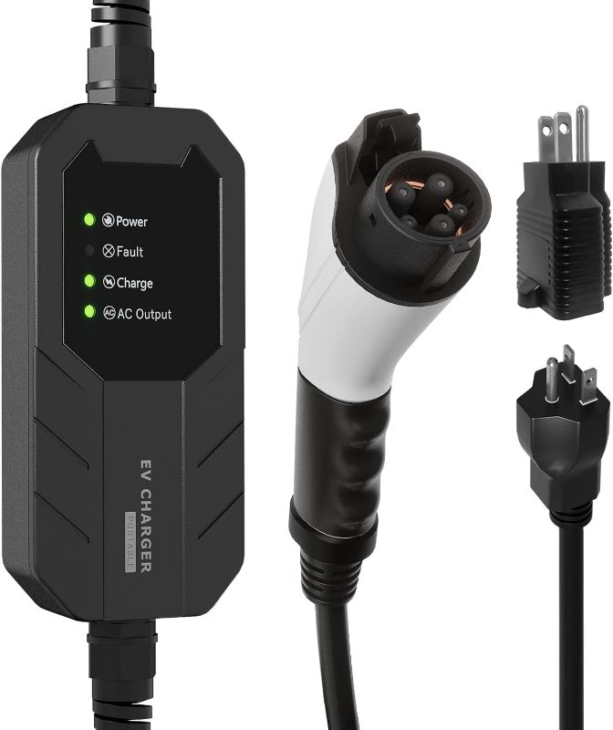 Photo 1 of MEGEAR Skysword Level 1-2 EV Charger, 100-240V 16A 25FT Portable EVSE, NEMA 6-20 Plug with NEMA 5-15 Adapter Electric Vehicle Charging Station