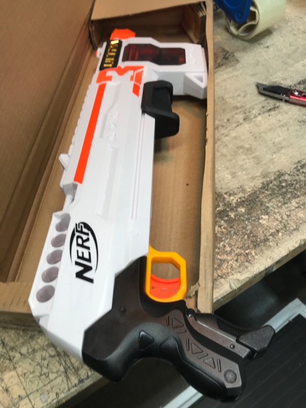 Photo 2 of ***INTERNAL DAMAGE - JAMMED - WON'T FIRE***
NERF Ultra Three Blaster, Pump-Action, 8-Dart Internal Clip, 8 Ultra Darts, Compatible Only Ultra Darts