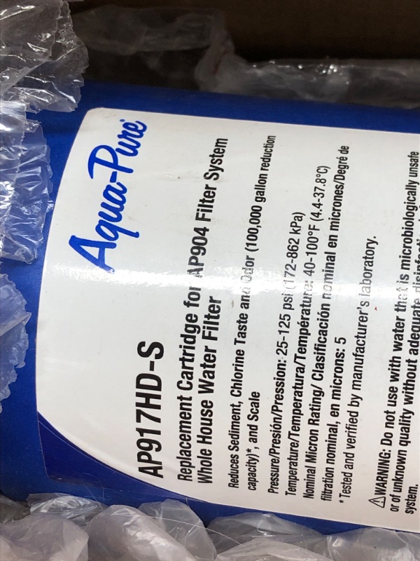 Photo 1 of 3M Aqua-Pure Whole House Sanitary Quick Change Replacement Water Filter AP917HD-S, For Aqua-Pure System AP904, Reduces Sediment, Chlorine Taste and Odor, and Scale 5621008

