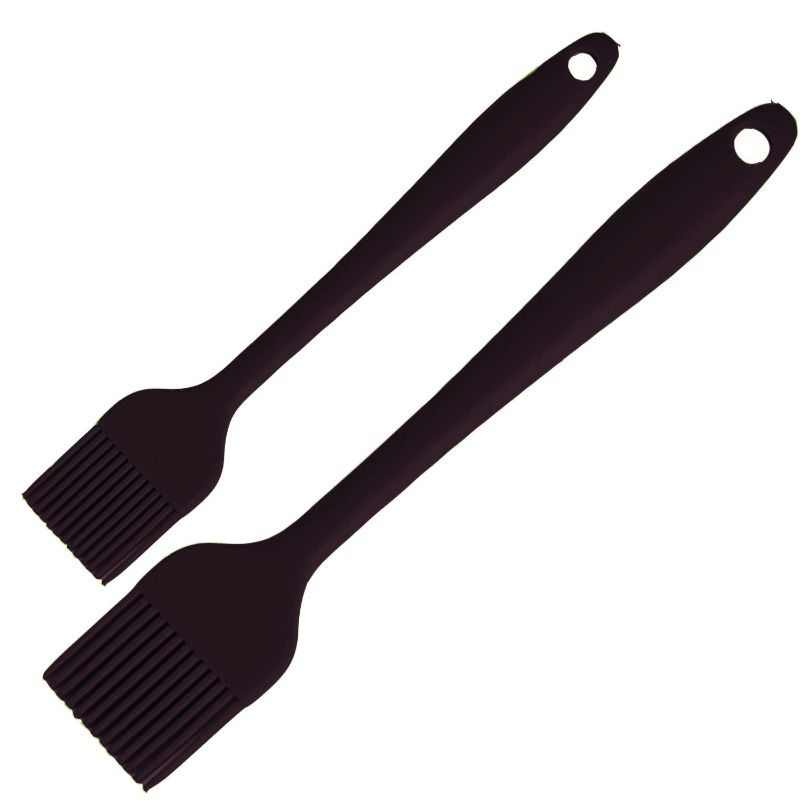 Photo 1 of 2 PACK*** 2-Piece Silicone Basting Pastry Brush - 8.3' (Small) & 10.4' (Large) - for Baking, Grilling, & Spreading Oil, Butter, BBQ Sauce, or Marinade - Heat Resistant, BPA Free and Dishwasher Safe (Black)