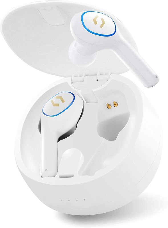 Photo 1 of TWS Wireless Bluetooth 5.0 Earbuds with Portable Charging Case, Touch Control in-Ear Noise Cancelling Stereo Earphones with Long Battery Life, Anti-Sweat Gym Running (White)
