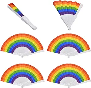 Photo 1 of 6 Pack Pride Rainbow LGBT Fan Plastic Folding Fan Gay