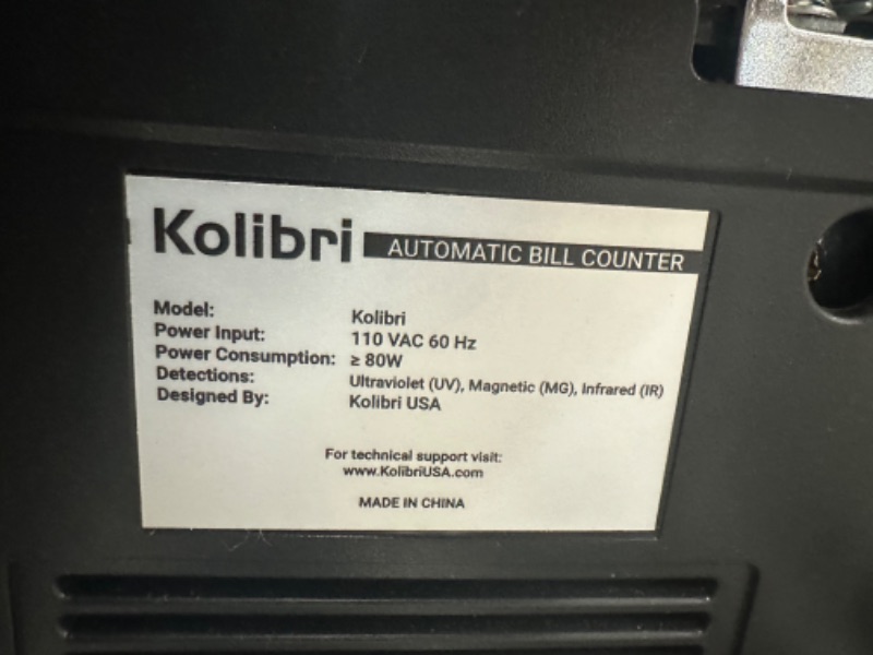 Photo 5 of **SEE NOTES**Kolibri Money Counter Machine - 1,500 bills per min, advanced counterfeit detection, set up in minutes, Add and Batch Modes, Cash Counter