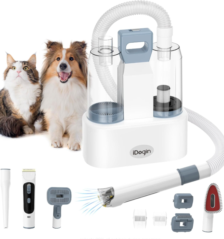 Photo 1 of iDogin Dog Grooming Kit, 2.5L Dog Grooming Vacuum Suction 99% Pet Hair, 10KPa Strong Dog Vacuum for Shedding Grooming, Low Noise Dog Hair Vacuum with 6 Pet Grooming Tools for Dogs Cats