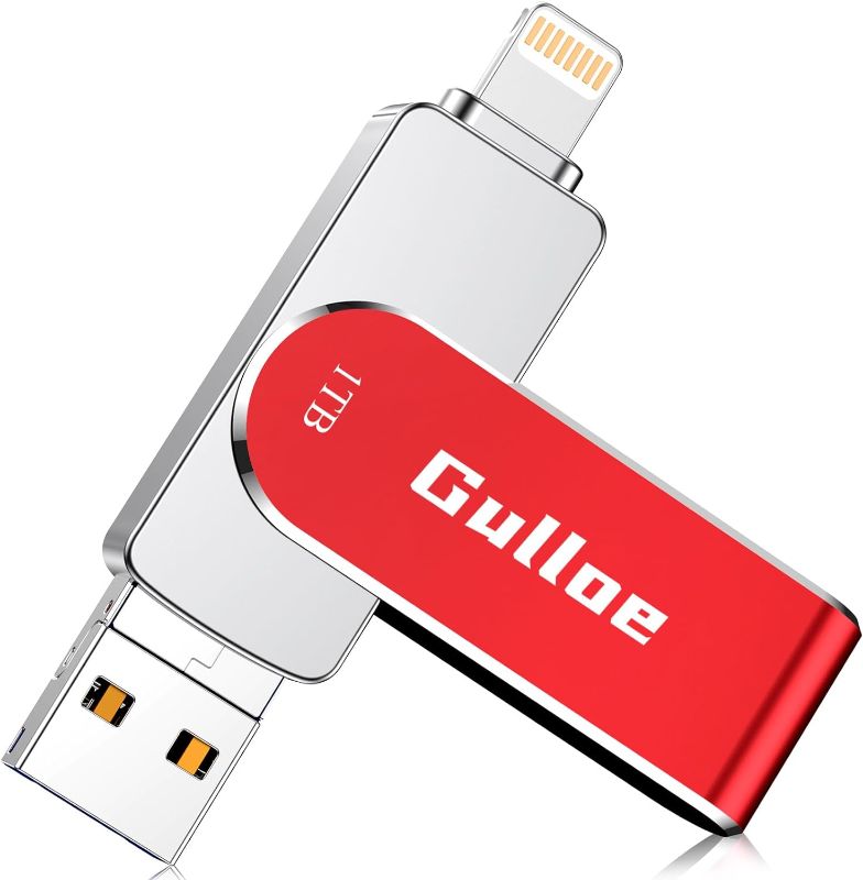 Photo 1 of Flash Drive for iPhone 1TB, Gulloe USB Memory Stick Photo Stick External Storage Thumb Drive for iPhone iPad Android Computer (Red) 1TB USB-1TB-Red