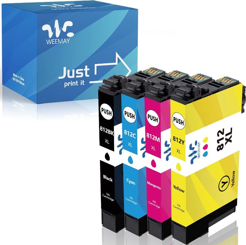 Photo 1 of 812XL Remanufactured for Epson 812XL Ink Cartridges Epson for Epson 812XL T812XL 812 XL for Epson Workforce Pro WF-7840 WF-7820 WF-7310 EC-C7000 Printer 5 Pack 2 Black 1 Cyan 1 Magenta 1 Yellow 812XL 5 Pack 2 Black 1 Cyan 1 Magenta 1 Yellow