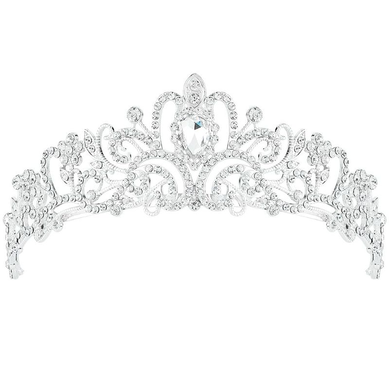 Photo 1 of Araluky Crystal Tiara Crown Headband Princess Elegant Tiara with Combs for Women Young Ladies Bridal Wedding Prom Birthday Party, Silver & black 