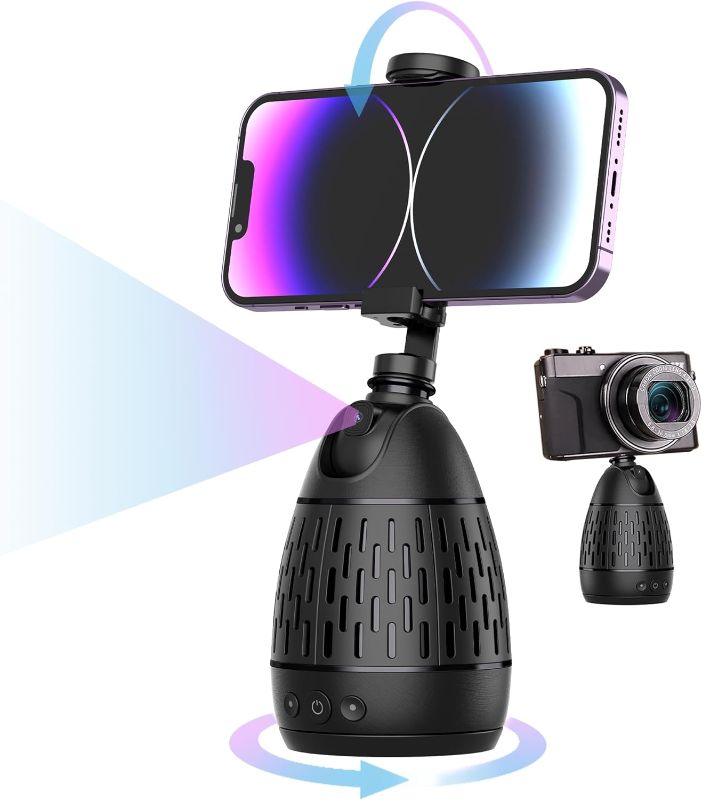 Photo 1 of KraftGeek Auto Face Tracking Tripod 360 Rotation, AI Smart Motion Recognition, Built in Camera for Remote Recording, No Apps Required, Smart Tracker Pod for Vlogging, Photos, Videos Black