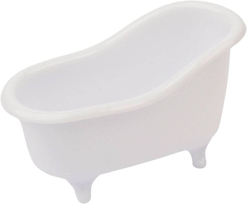 Photo 1 of 1piece 5.6" White Ceramic Mini Bathtub Soap Dish Small Planter Makeup Organizer Container Hamster Bathtub (White)