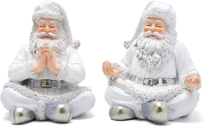 Photo 1 of Hodao 2 PCS Christmas Santa Yoga Decorations Xmas Santa Yoga Figurines Decor Handmade Christmas Yoga Figurines for Xmas Decor Gift - Yoga Figurines Table Decorations for Meditation Room
