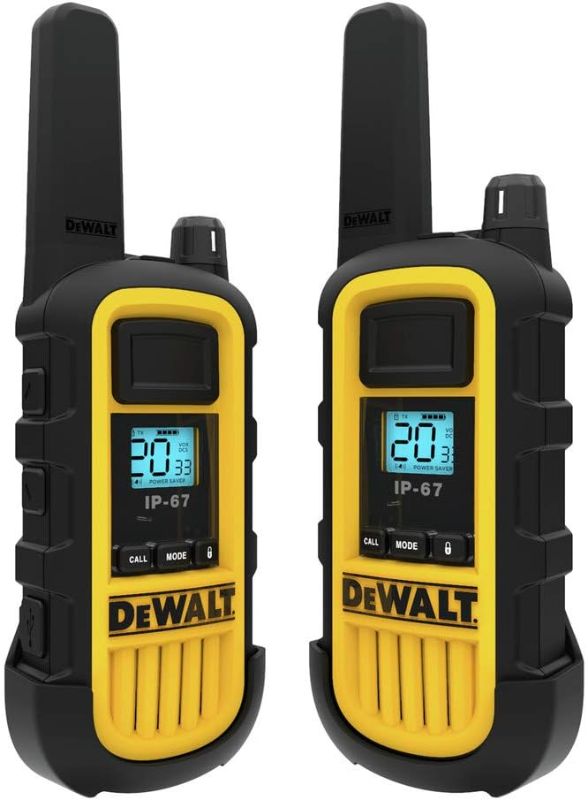 Photo 1 of DEWALT DXFRS800 2 Watt Heavy Duty Walkie Talkies - Waterproof, Shock Resistant, Long Range & Rechargeable Two-Way Radio with VOX (2 Pack)
