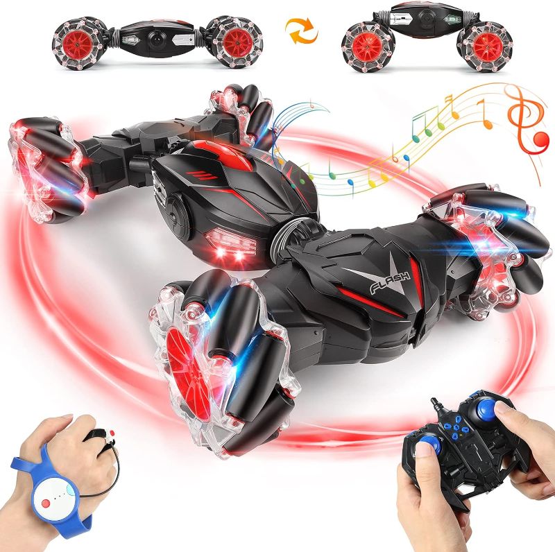 Photo 1 of NQD Remote Control Car,1:10 Scale Rc Stunt Car, 4wd Transform 25 Km/h Watch Gesture Sensor Car, Double Sided Rotating All Terrains Drift Vehicle with Lights Music
