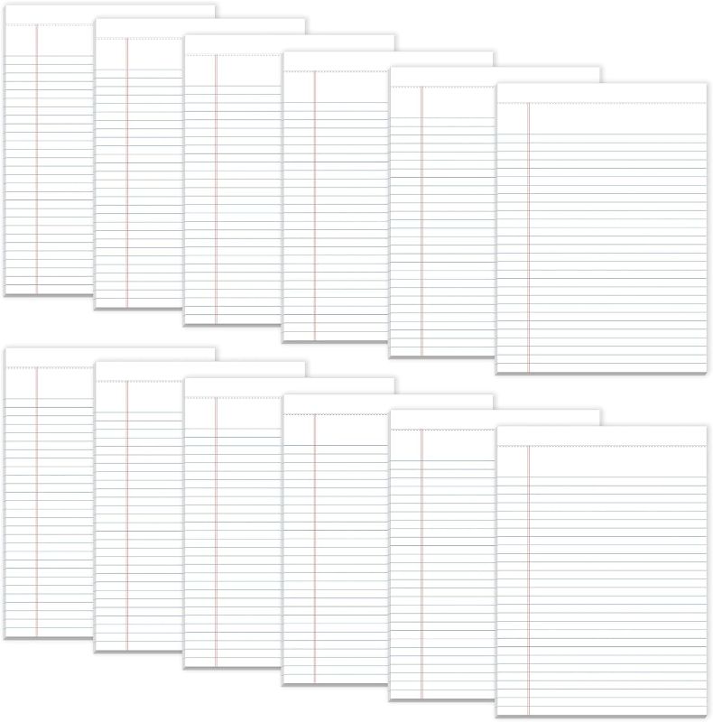 Photo 1 of KAISA News Paper Legal Pads Writing Pads, 8.5"x11" Legal Pads Wide Ruled, 50 sheets 8-1/2"x 11" Perforated Writed Pad,Note Pads, White Pack of 12 pads
