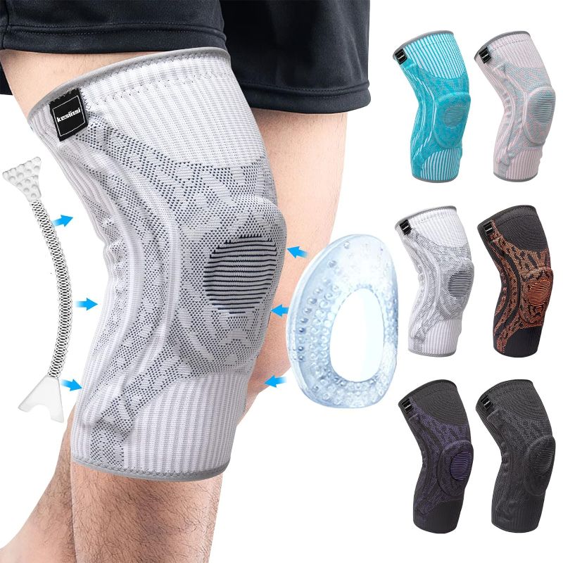 Photo 1 of kesinsi 2 Pack Knee Braces for Knee Pain,Knee Compression Sleeve Support with Side Stabilizers&Patella Gel Pads.Medical Grade Knee Brace for Arthritis, Meniscus Tear,Pain Relief,Injury Recovery
