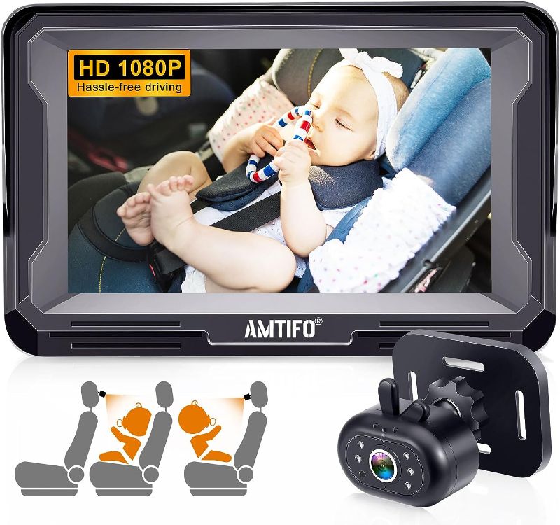 Photo 1 of AMTIFO Baby Car Camera Easy Install: Plug-Play 360 Rotation Backseat Camera 2 Kids Rear Facing Carseat Camera Clear Night Vision Car Baby Monitor
