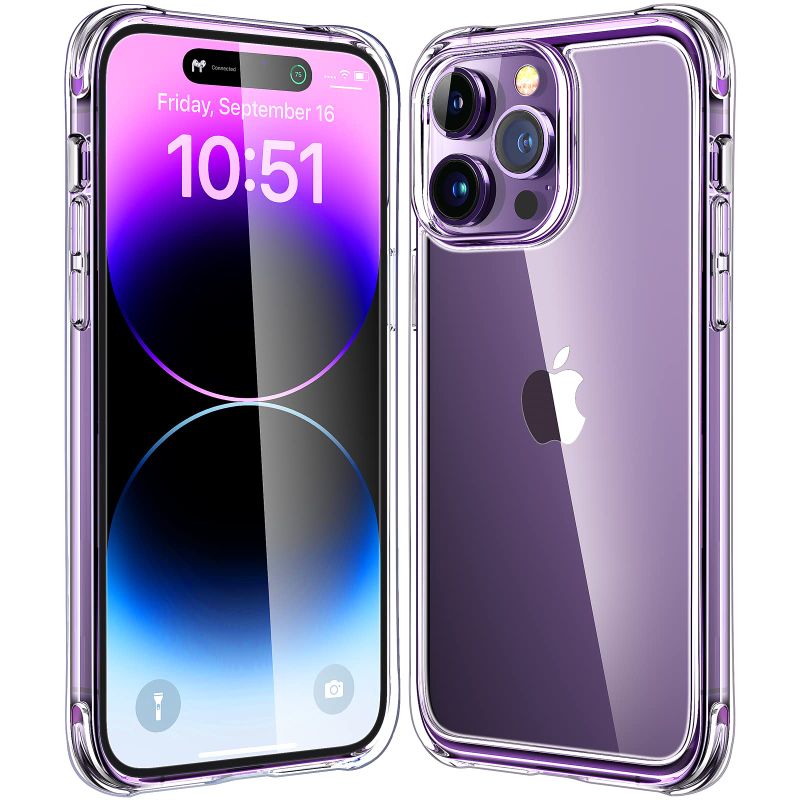 Photo 1 of Mkeke for iPhone 14 Pro Case Clear, [Military Grade Protection] [Not Yellowing] Shockproof Phone Case for Apple iPhone 14 Pro 2022 for iPhone 14 Pro Case 6.1" A-Clear set of 2
