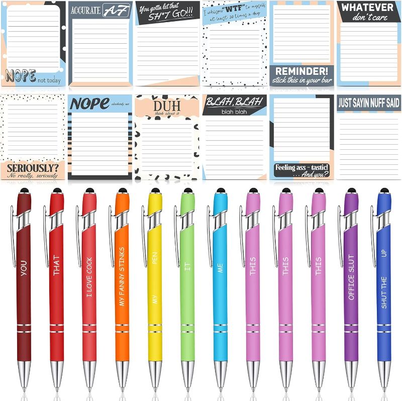 Photo 1 of 24 Pcs Funny Sarcastic Notepads with Complaining Quote Funny Work Pens 3 x 4 Inch Funny Notepad Ballpoint Pens to Do List Sticky Notes Pad with Lines Funny Office Supplies for Workers (Funny) set of 2
