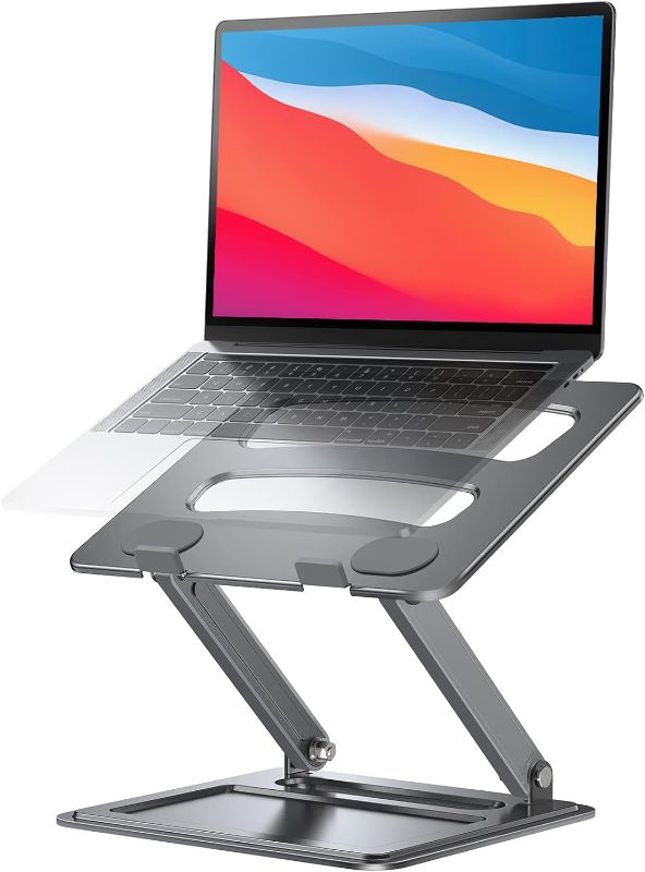 Photo 1 of LORYERGO Adjustable ,Portable Laptop Riser for 17.3inch Laptops, Adjustment Laptop Stand for Desk, Holds Up to 17.6lbs Laptop Riser for Notebook - Gray
