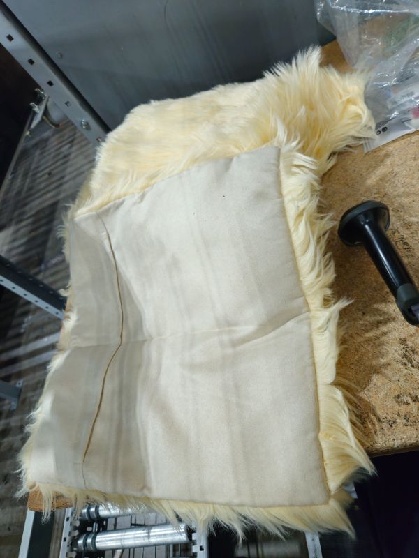 Photo 1 of 17X17" Light Tan Pillow Cases, Blonde Shag Design & Shaved Backings (2PK) Zip-Up Zipping Pillow Cases 