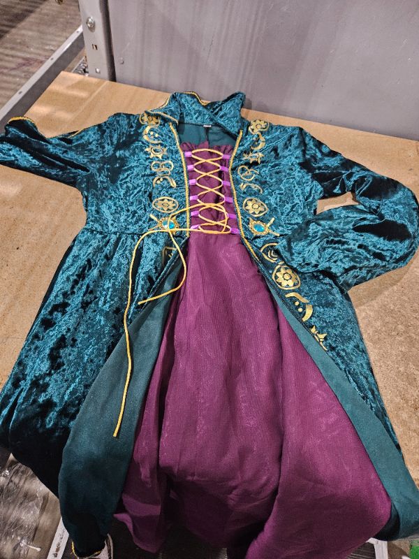 Photo 1 of Green & Purple Renaissance Robe, Golden Lining & Witchy Shapes (Yellow) SIZE MEDIUM 