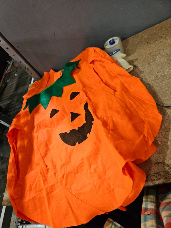 Photo 1 of LARGE Neon Orange Pumpkin Face Halloween Top, Sleeveless Costume & Headpiece with Elastic 