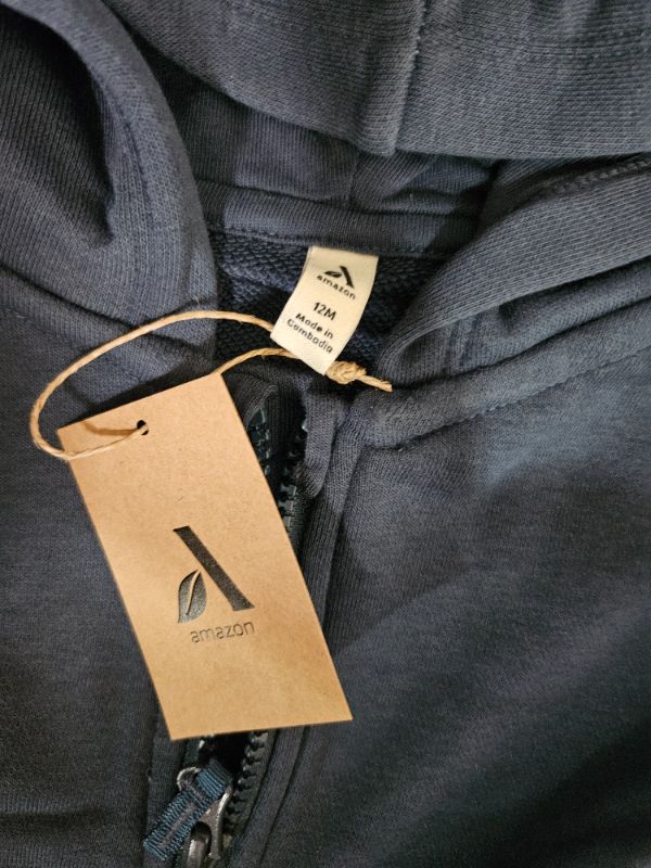 Photo 2 of 12m navy zipper Hoodie for baby amazon aware brand cotton 