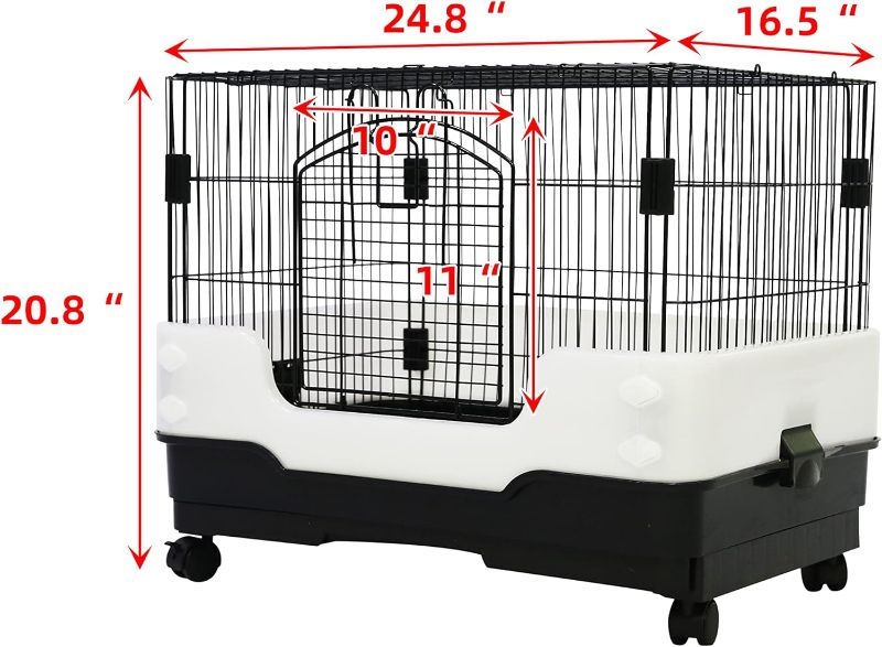 Photo 3 of 26" Rabbit Cage Carry with Pull Out Tray and Caster Size: L25 XW17 XH21 (Black)