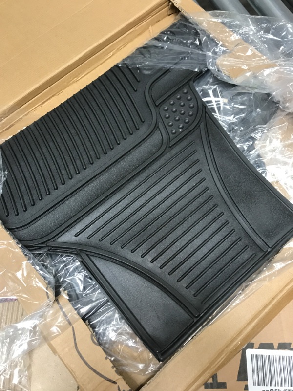 Photo 2 of FH Group F11306BLACKREAR Universal Fit Trimmable Non-Slip Vinyl Black Automotive Floor Mats fits most Cars, SUVs, and Trucks - Rear Set Black - Rear