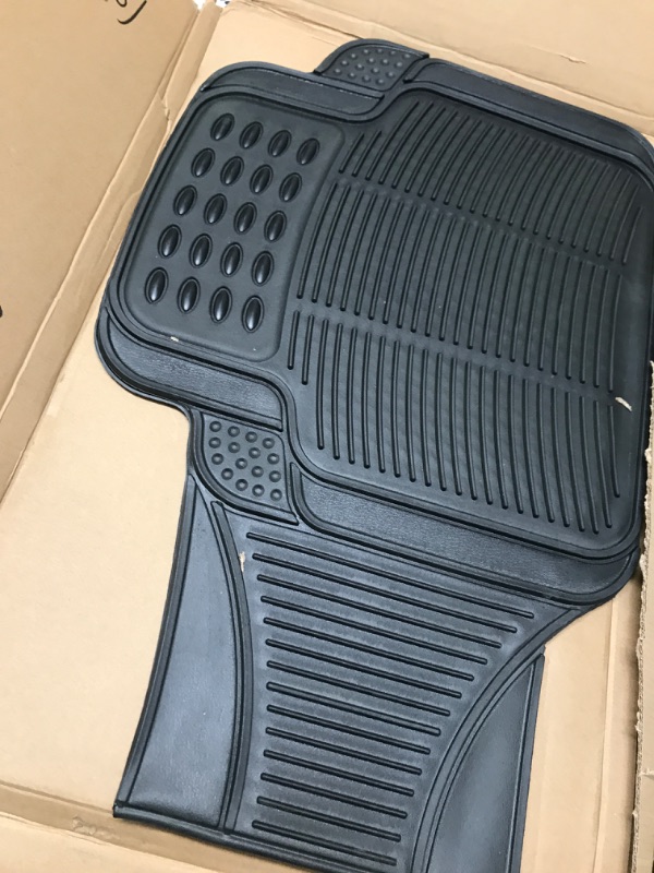 Photo 2 of FH Group F11306BLACKREAR Universal Fit Trimmable Non-Slip Vinyl Black Automotive Floor Mats fits most Cars, SUVs, and Trucks - Rear Set Black - Rear