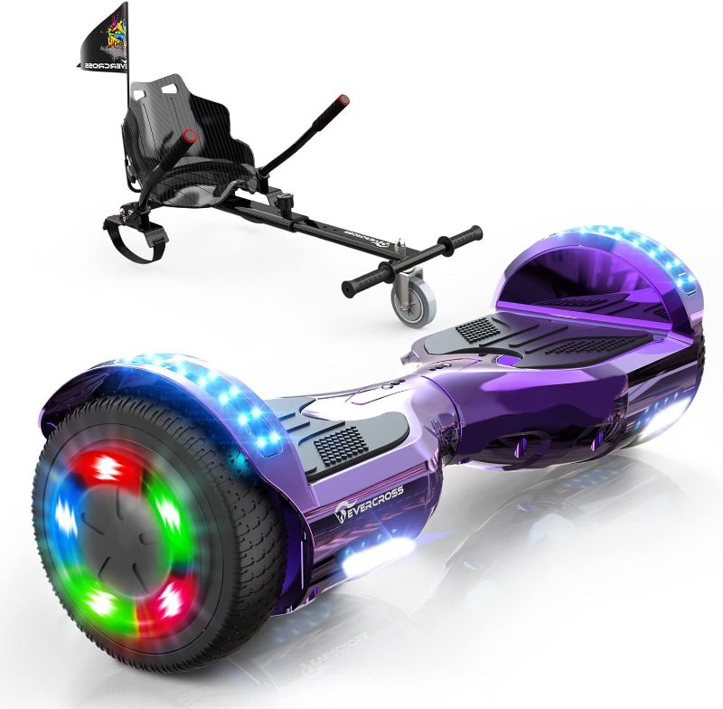 Photo 1 of EVERCROSS Hoverboard for Kids, Self Balancing Scooter Hoverboard with Seat Attachment, 6.5" Hover Board Scooter with Bluetooth & LED Lights