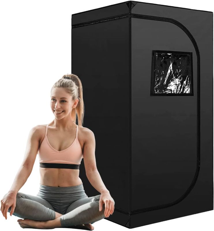 Photo 1 of  Portable Sauna Tent, Full Size 1 Person Home Spa Tent for Relaxation Detox Therapy (Steamer Not Included- Black,